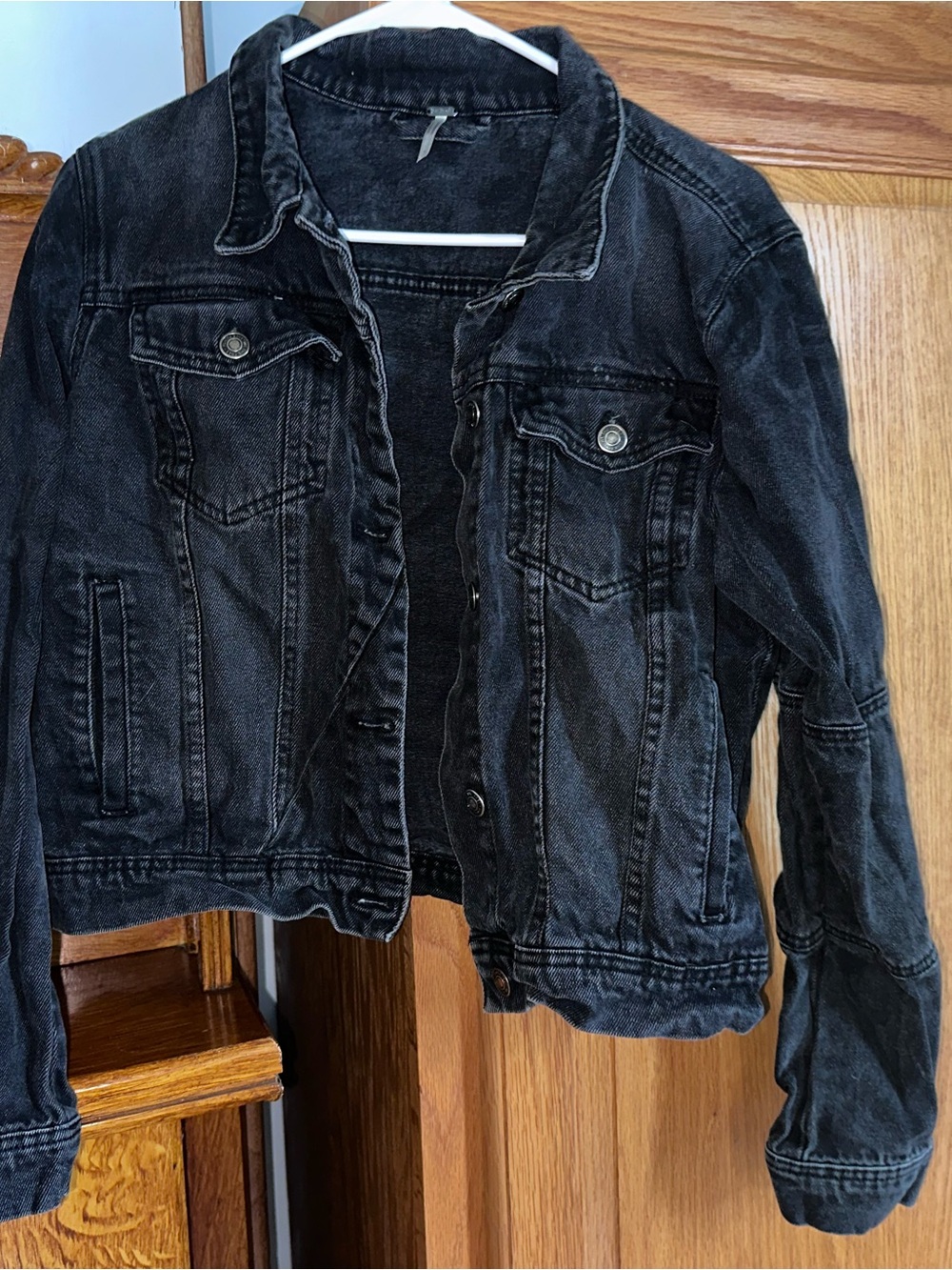 Free People Black Washed Denim Jacket